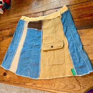 JUJU GEAR Upcycled Patchwork Denim & Corduroy Mini Skirt